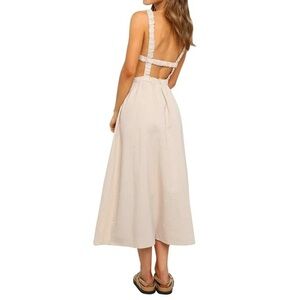 Open Back Beige Midi Dress Size M